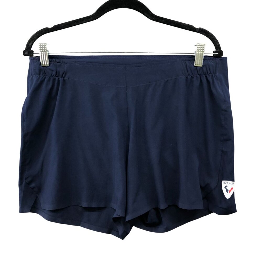 Rossignol Running Shorts Womens Large L Navy Blue Zip Pocket Active Training